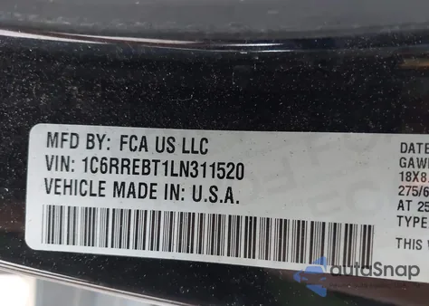 2020 Ram 1500 Big Horn 4X2 6'4 Box z USA, uszkodzony, nr VIN 1C6RREBT1LN311520
